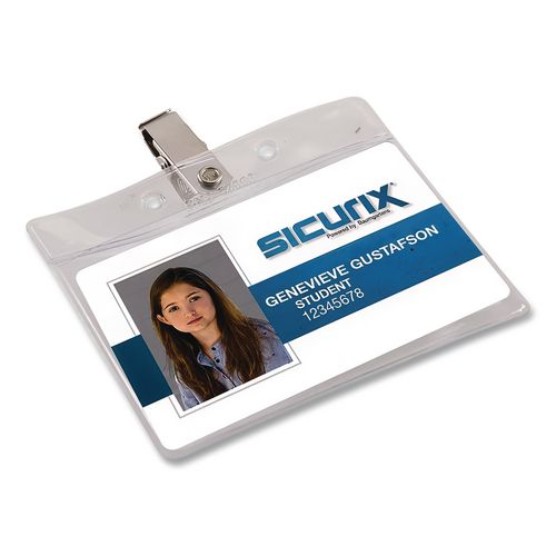 Image of SICURIX® BAU67850 Sicurix Badge Holder, Horizontal, 2.5 X 3.5, Clear, 50/box