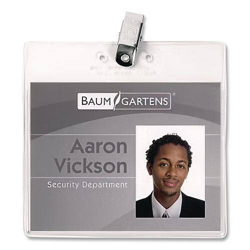 Image of SICURIX® BAU67850 Sicurix Badge Holder, Horizontal, 2.5 X 3.5, Clear, 50/box