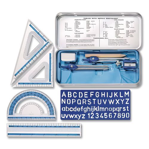 Image of Staedtler® 557 10 BN 03 XCELLENCE MATHEMATICAL INSTRUMENT SET, PLASTIC, CLEAR/BLUE