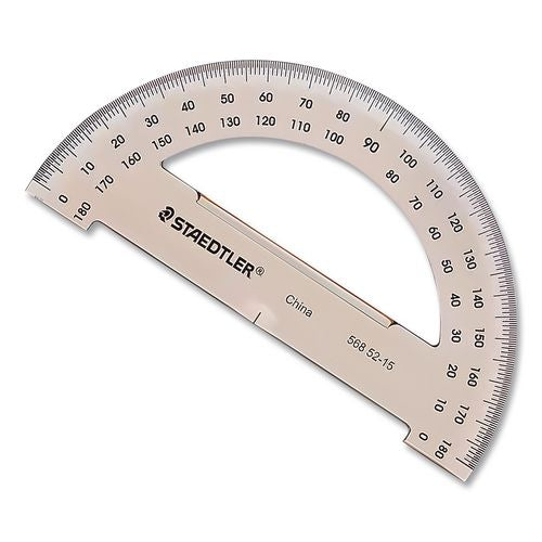 Image of Staedtler® 56852-15BK MARS COLLEGE PROTRACTOR, PLASTIC, 6" RULER EDGE/180 DEGREE, TRANSPARENT TINTED
