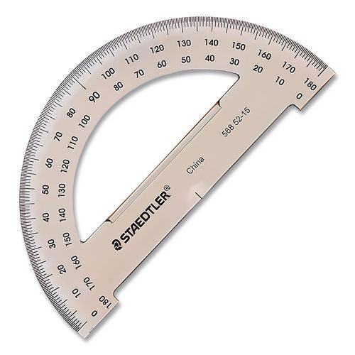 Image of Staedtler® 56852-15BK MARS COLLEGE PROTRACTOR, PLASTIC, 6" RULER EDGE/180 DEGREE, TRANSPARENT TINTED