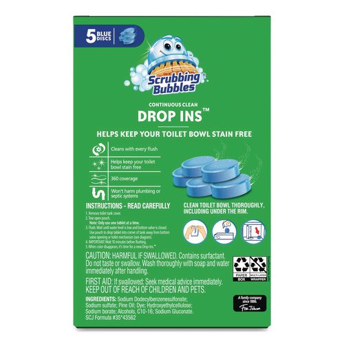 Image of Scrubbing Bubbles® 368412 Drop-Ins Toilet Cleaning Tablets, 1.41 oz Tablets, 5/Pack