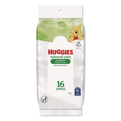 Image of Huggies® 40706 Natural Care Sensitive Baby Wipes, 6.6 x 6.86, Unscented, White, 16/Pack, 16 Packs/Carton