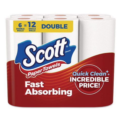 Image of Scott® 56668 Choose-A-Sheet Kitchen Roll Paper Towels, Double Roll, 1-Ply, White, 108 Sheets/Roll, 6 Rolls/Pack, 4 Packs/Carton