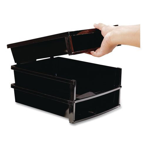 Image of Storex 61642E01C Quick Stack Construction Paper Sorter, 3 Compartments, 11 x 12.4 x 8.7, Black