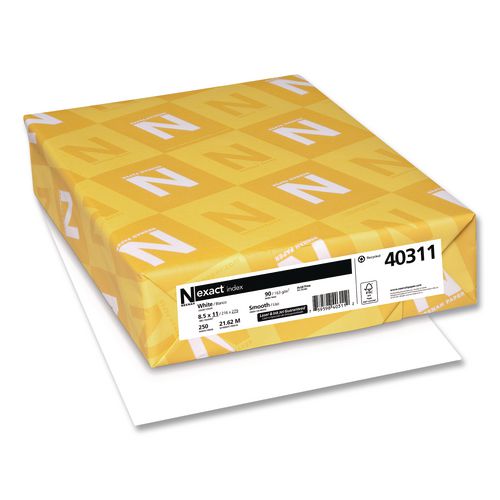 Image of Neenah Paper 40311 Exact Index Card Stock, 94 Bright, 90 lb Index Weight, 8.5 x 11, White, 250 Sheets/Ream, 8 Reams/Carton