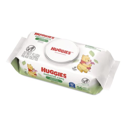 Image of Huggies® 31803 Natural Care Sensitive Baby Wipes, 1-Ply, 3.88 x 6.6, Unscented, White, 56/Pack, 8 Packs/Carton