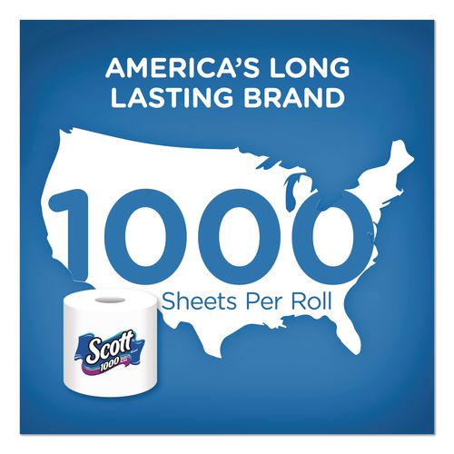 Image of Scott® 10060 1000 Bathroom Tissue, Septic Safe, 1-Ply, White, 1,000 Sheets/Roll, 12 Rolls/Pack, 4 Packs/Carton