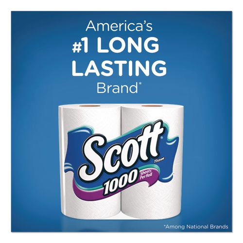 Image of Scott® 10060 1000 Bathroom Tissue, Septic Safe, 1-Ply, White, 1,000 Sheets/Roll, 12 Rolls/Pack, 4 Packs/Carton