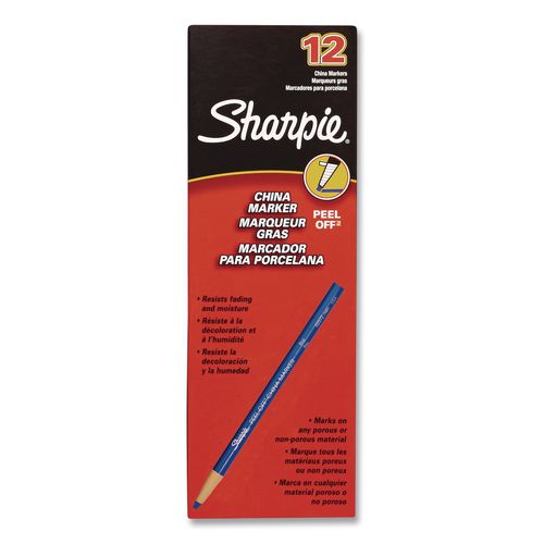 Image of Sharpie® 2229133 Peel-Off China Markers, Blue, Dozen