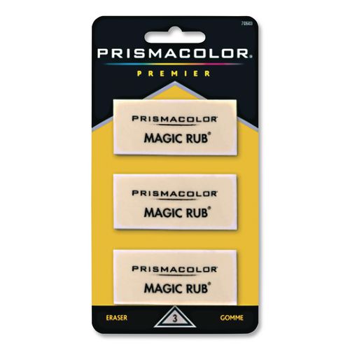 Image of Prismacolor® 70503 MAGIC RUB ERASER, FOR PENCIL/INK MARKS, RECTANGULAR BLOCK, MEDIUM, OFF WHITE, 3/PACK