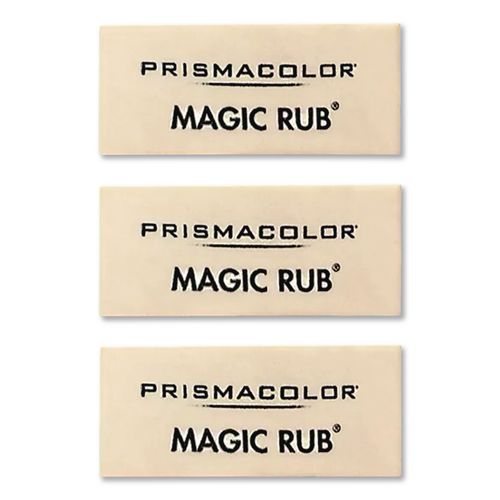 Image of Prismacolor® 70503 MAGIC RUB ERASER, FOR PENCIL/INK MARKS, RECTANGULAR BLOCK, MEDIUM, OFF WHITE, 3/PACK