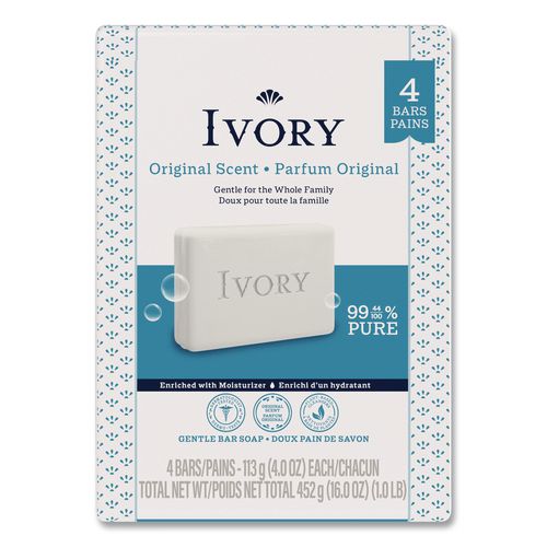 Image of Ivory® 80863569 Bar Soap, Original Scent, 4 Oz, 4/pack, 18 Packs/carton