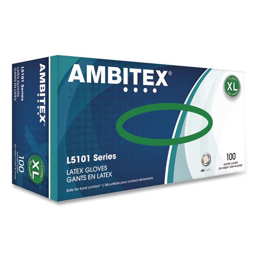 Image of AMBITEX® LXL5101 L5101 Series Powdered Latex Gloves, X-Large, 4 mil Thick, 9" Long, Cream, 100/Box, 10 Boxes/Carton