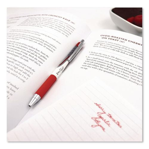 Image of Zebra® 21930 Z-Grip Flight Ballpoint Pen, Retractable, Bold 1.2 mm, Red Ink, Red/White/Silver Barrel, Dozen
