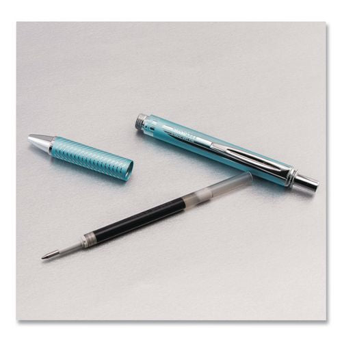 Image of Pentel® BL407LSBPA EnerGel Alloy RT Gel Pen, Retractable, Medium 0.7 mm, Black Ink, Blue/Aluminum Barrel