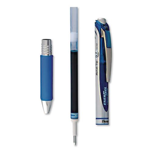 Image of Pentel® BL77BP3C EnerGel RTX Gel Pen, Retractable, Medium 0.7 mm, Blue Ink, Blue/Silver Barrel, 3/Pack