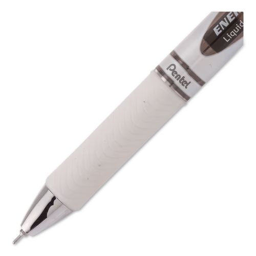 Image of Pentel® BL77WBPS3A EnerGel Pearl Deluxe RTX Gel Pen, Retractable, Medium 0.7 mm, Black Ink, Pearl White/Smoke Barrel, 3/Pack
