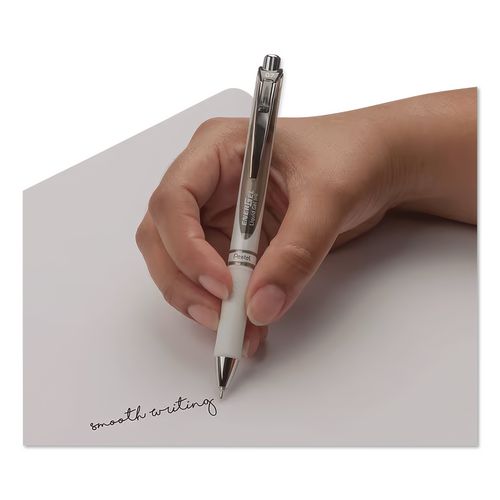 Image of Pentel® BL77WBPS3A EnerGel Pearl Deluxe RTX Gel Pen, Retractable, Medium 0.7 mm, Black Ink, Pearl White/Smoke Barrel, 3/Pack