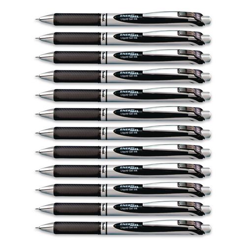 Image of Pentel® BLN73-A Energel Rtx Gel Pen, Retractable, Extra-Fine 0.3 Mm, Black Ink, Black/silver Barrel, Dozen