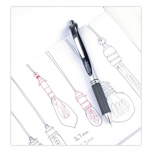 Image of Pentel® BLN73-A Energel Rtx Gel Pen, Retractable, Extra-Fine 0.3 Mm, Black Ink, Black/silver Barrel, Dozen