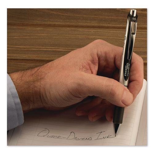 Image of Pentel® BLN73-A Energel Rtx Gel Pen, Retractable, Extra-Fine 0.3 Mm, Black Ink, Black/silver Barrel, Dozen