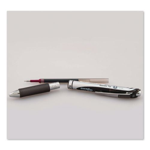 Image of Pentel® BLN73-A Energel Rtx Gel Pen, Retractable, Extra-Fine 0.3 Mm, Black Ink, Black/silver Barrel, Dozen