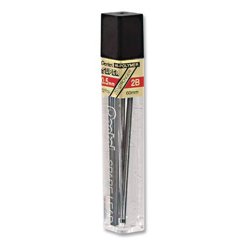 Image of Pentel® C525-2B Premium Hi-Polymer Lead Refill, 0.5 mm, 2B, Black, 12/Pack