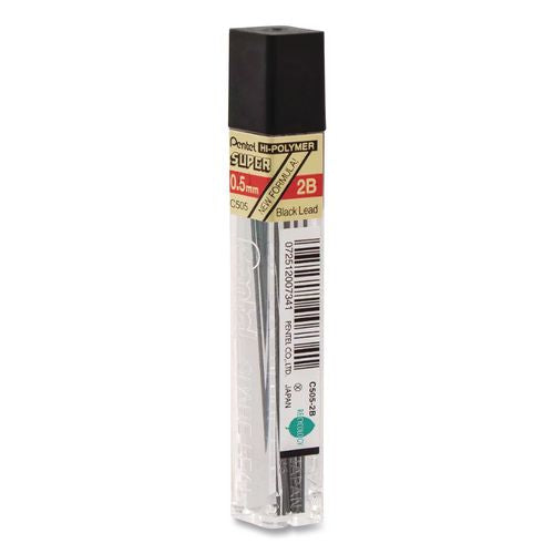 Image of Pentel® C525-2B Premium Hi-Polymer Lead Refill, 0.5 mm, 2B, Black, 12/Pack