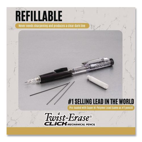Image of Pentel® PD277TLBPS6M Twist-Erase CLICK Mechanical Pencil, 0.7 mm, HB (#2), Black Lead, Assorted Barrel Colors, 6/Pack