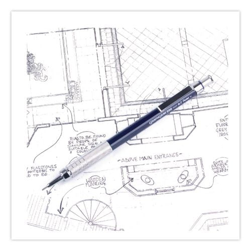 Image of Pentel® PG525LEBP GraphGear 500 Mechanical Drafting Pencil, 0.5 mm, HB (#2), Black Lead, Black/Silver Barrel