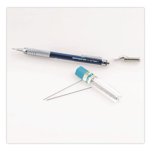 Image of Pentel® PG525LEBP GraphGear 500 Mechanical Drafting Pencil, 0.5 mm, HB (#2), Black Lead, Black/Silver Barrel