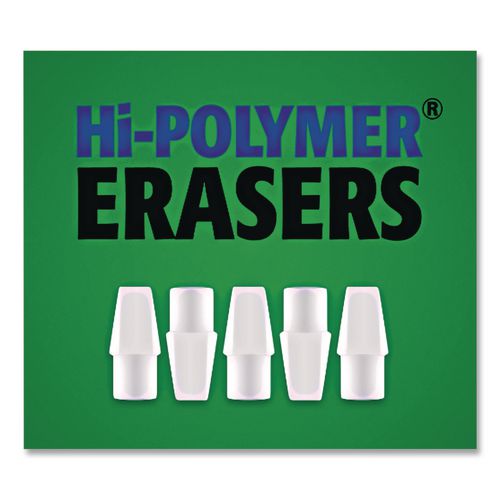 Image of Pentel® ZEH2510BP Hi-Polymer Eraser Assortment, (4) Pencil Caps/(1) Large Block/(1) Small Block, White, 6/Pack