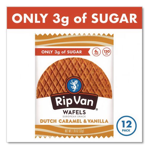 Image of Rip Van® RVW00334 Wafels - Single Serve, Dutch Caramel And Vanilla, 1.16 Oz Pack, 12/box