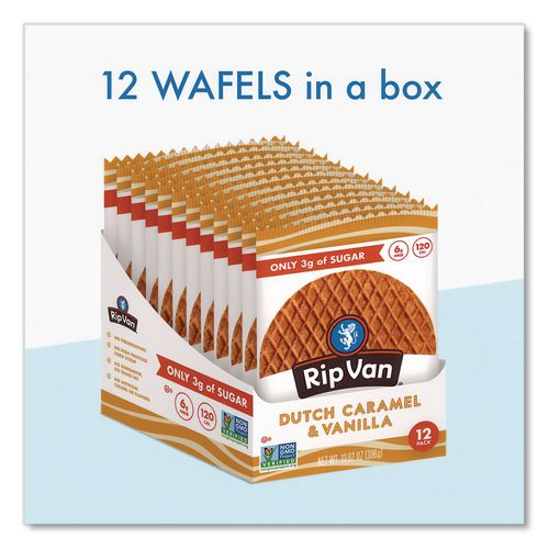 Image of Rip Van® RVW00334 Wafels - Single Serve, Dutch Caramel And Vanilla, 1.16 Oz Pack, 12/box