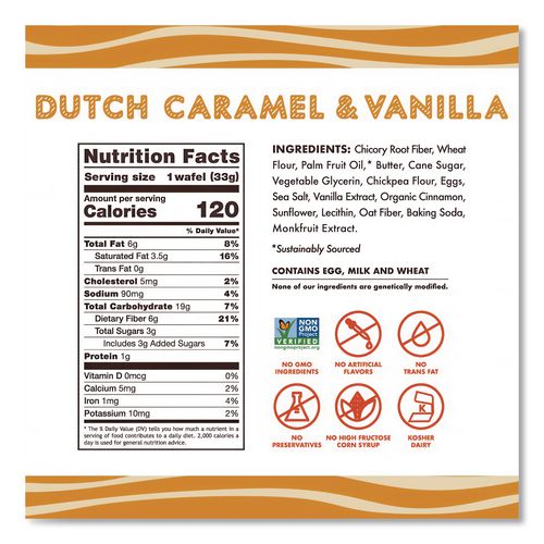 Image of Rip Van® RVW00334 Wafels - Single Serve, Dutch Caramel And Vanilla, 1.16 Oz Pack, 12/box