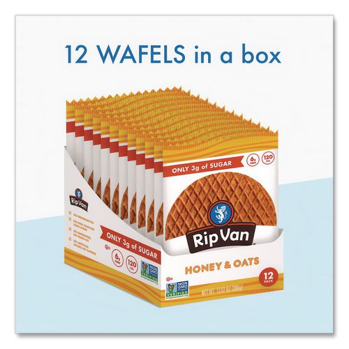 Image of Rip Van® RVW00336 Wafels - Single Serve, Honey And Oats, 1.16 Oz Pack, 12/box