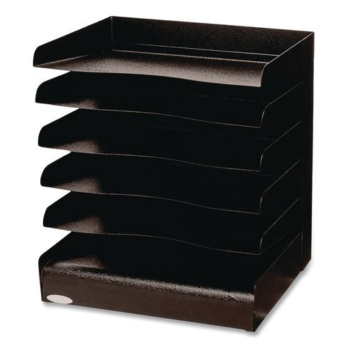 Image of Safco® 3127BL Steel Horizontal-Tray Desktop Sorter, Five Sections, Letter Size Files, 12" x 9.5" x 11.25", Black