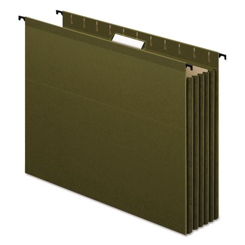 Image of Pendaflex® 09317 SureHook Hanging Pocket File, Legal Size, 1/5-Cut Tabs, Standard Green, 4/Pack