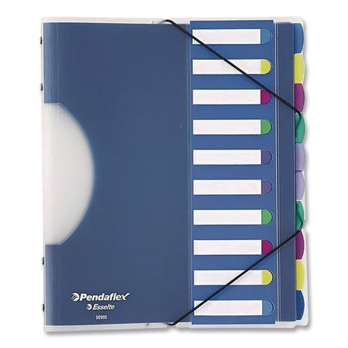 Image of Pendaflex® 50995 PileSmart Project Sorters, 0.75" Expansion, 10 Sections, Elastic Cord Closure, 1/10-Cut Tabs, Letter Size, Blue