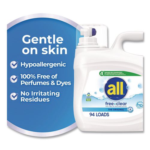 Image of all® 72613 47463 Free Clear HE Laundry Detergent, 118 oz Bottle, 4/Carton