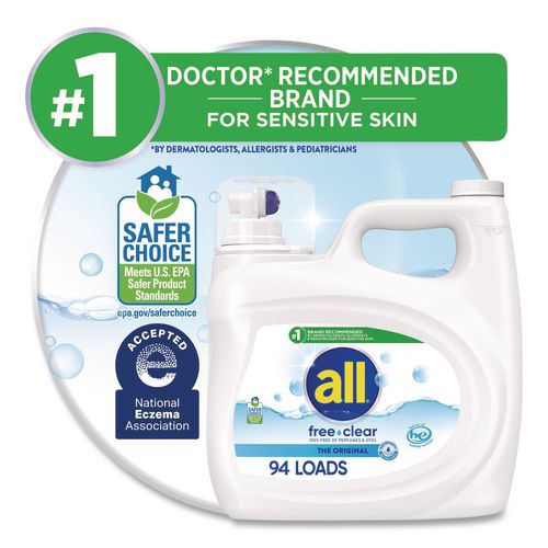Image of all® 72613 47463 Free Clear HE Laundry Detergent, 118 oz Bottle, 4/Carton