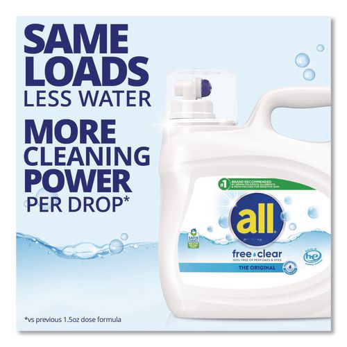 Image of all® 72613 47463 Free Clear HE Laundry Detergent, 118 oz Bottle, 4/Carton