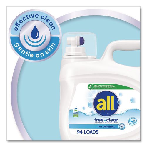 Image of all® 72613 47463 Free Clear HE Laundry Detergent, 118 oz Bottle, 4/Carton