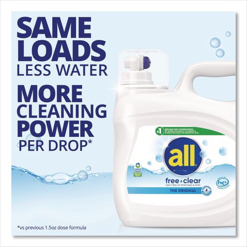 Image of all® 72613 47465 Free Clear HE Laundry Detergent, 154 oz Bottle, 2/Carton