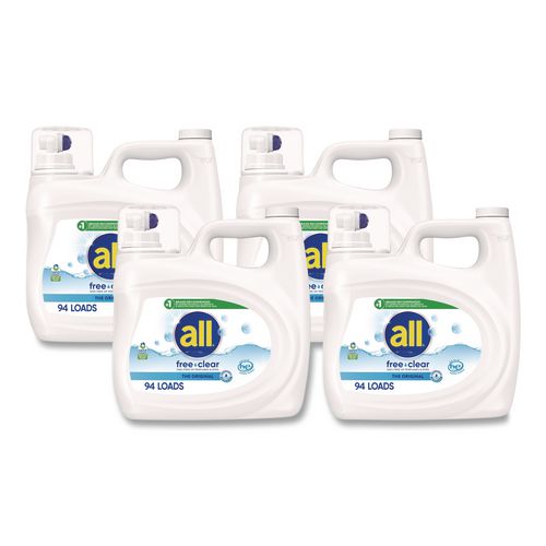 Image of all® 72613 47463 Free Clear HE Laundry Detergent, 118 oz Bottle, 4/Carton