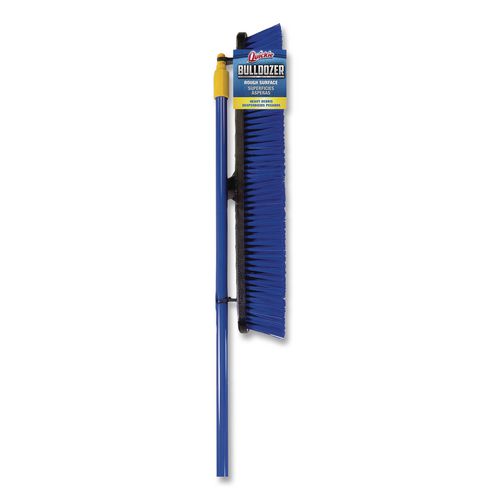 Image of Quickie® 599 Bulldozer Rough Surface Pushbroom, 24 x 60, PET Bristles, Powder Coated Steel Handle, Blue/Black