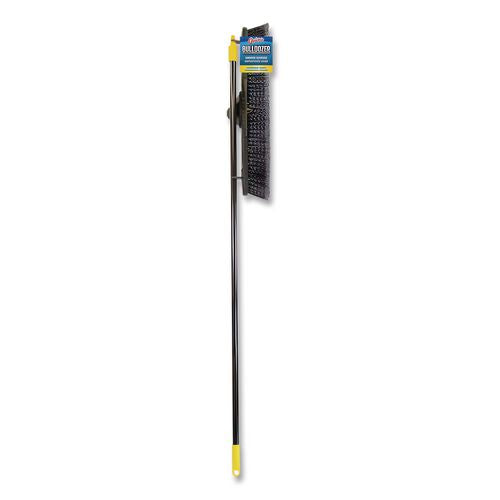 Image of Quickie® 633 Bulldozer Smooth Surface Pushbroom with Scraper Block, 24 x 60, Powder Coated Handle, Split Tip Tampico Bristles, Black
