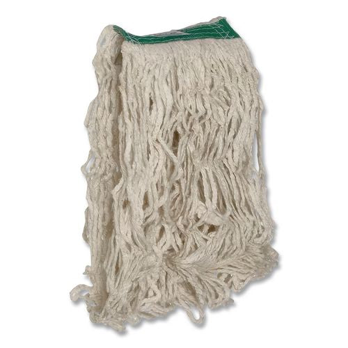Image of RubbermaidÂ® Commercial Super Stitch Cotton Looped End Wet Mop Head, 20 Oz Capacity, Medium, White, 1" White Headband
