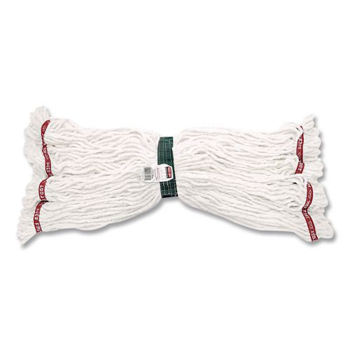 Image of RubbermaidÂ® Commercial Super Stitch Cotton Looped End Wet Mop Head, 20 Oz Capacity, Medium, White, 1" White Headband